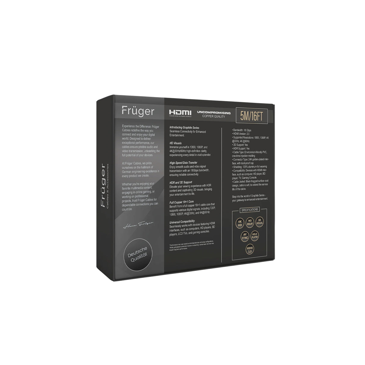 Fruger Graphite Series FC-G0015- 4K Hdmi Cable (1.5 Meters)