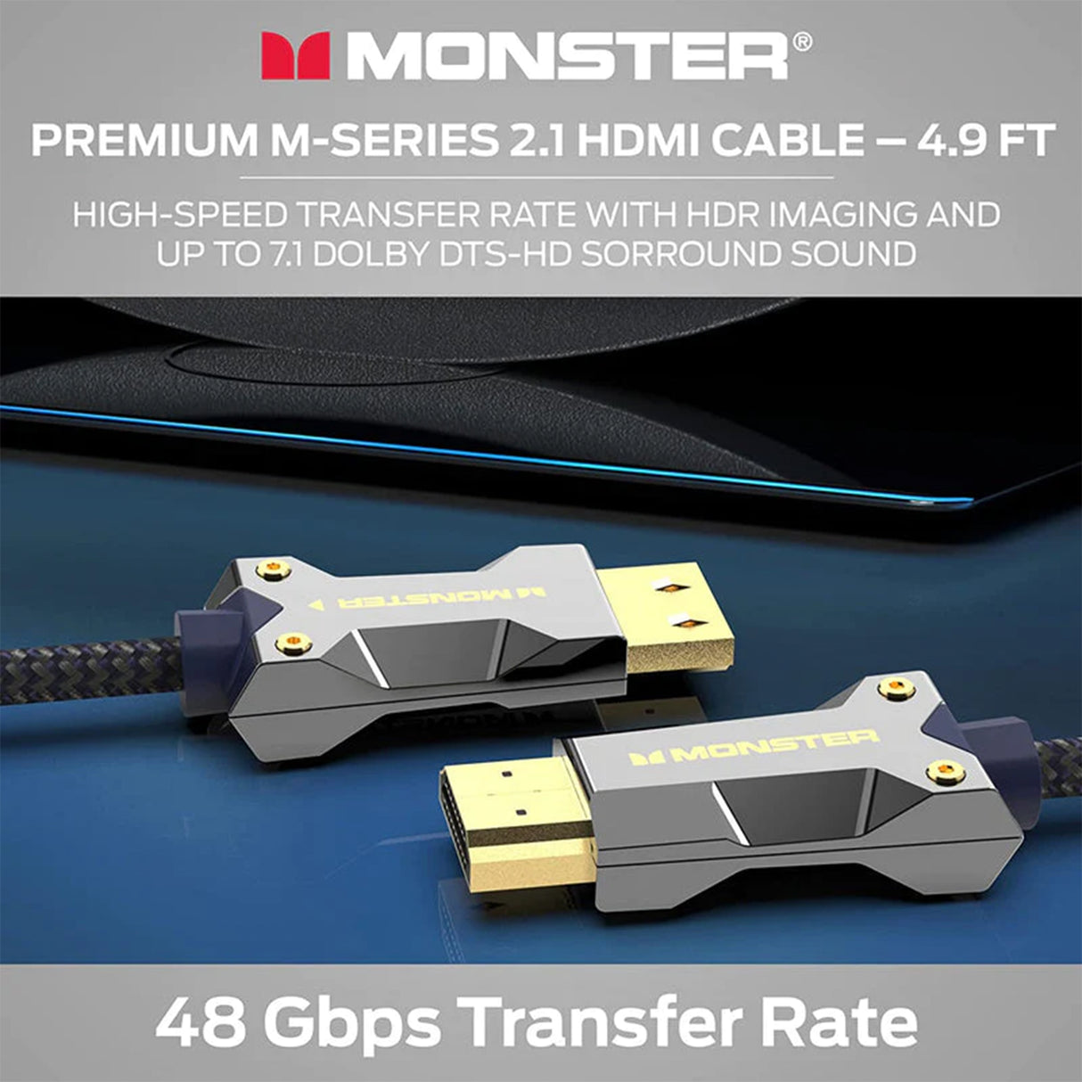 Monster M-Series 3000 (VMM10007) Certified Premium Ultra High Speed HDMI Cable - 8K, 48Gbps (1.5 Meter)