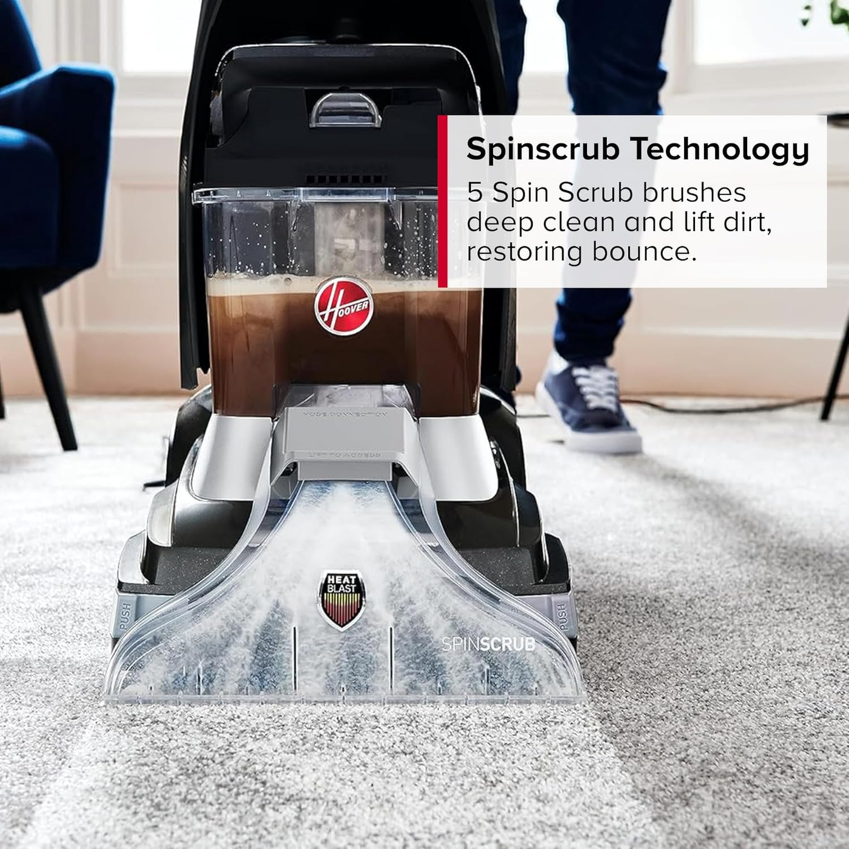 Hoover Powerscrub XL - Pet Carpet Cleaner & Hard Floor Vacuum Cleaner for Home & Office, SpinScrub XL for tough stains and HeatForce for fast drying
