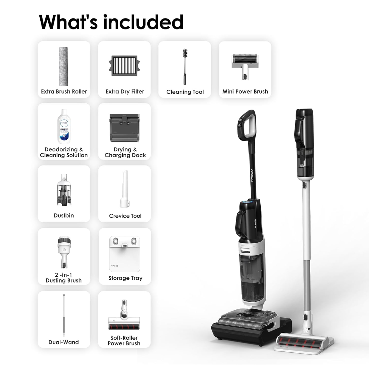 Tineco Floor One Switch S6 Power Kit - Cordless Wet & Dry Vacuum Cleaner, 5-in-1 Smart Multi-Function Mop, 180° Lay-Flat Design, FlashDry Self-Cleaning, Anti-Tangle Roller, Dual-Edge