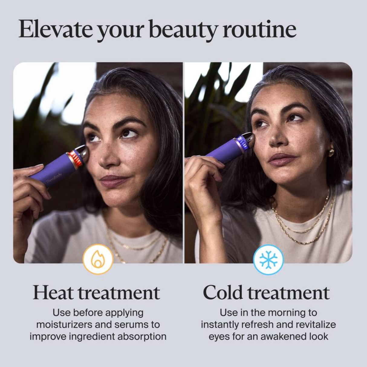 Therabody TheraFace Depuffing Wand – Cold and Heat Skincare Treatment to depuff and Glow (Indigo)