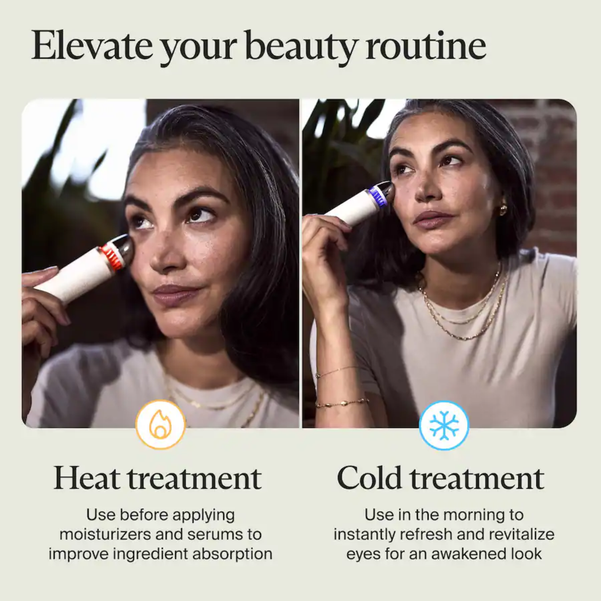 Therabody TheraFace Depuffing Wand – Cold and Heat Skincare Treatment to depuff and Glow (White)
