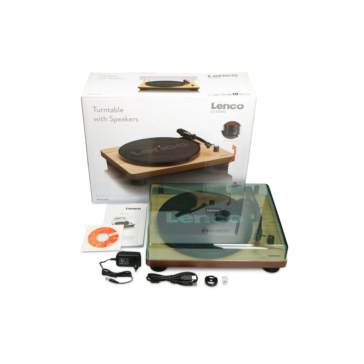 Lenco LS-50GY - Record Player with built-in speakers & USB (Grey)