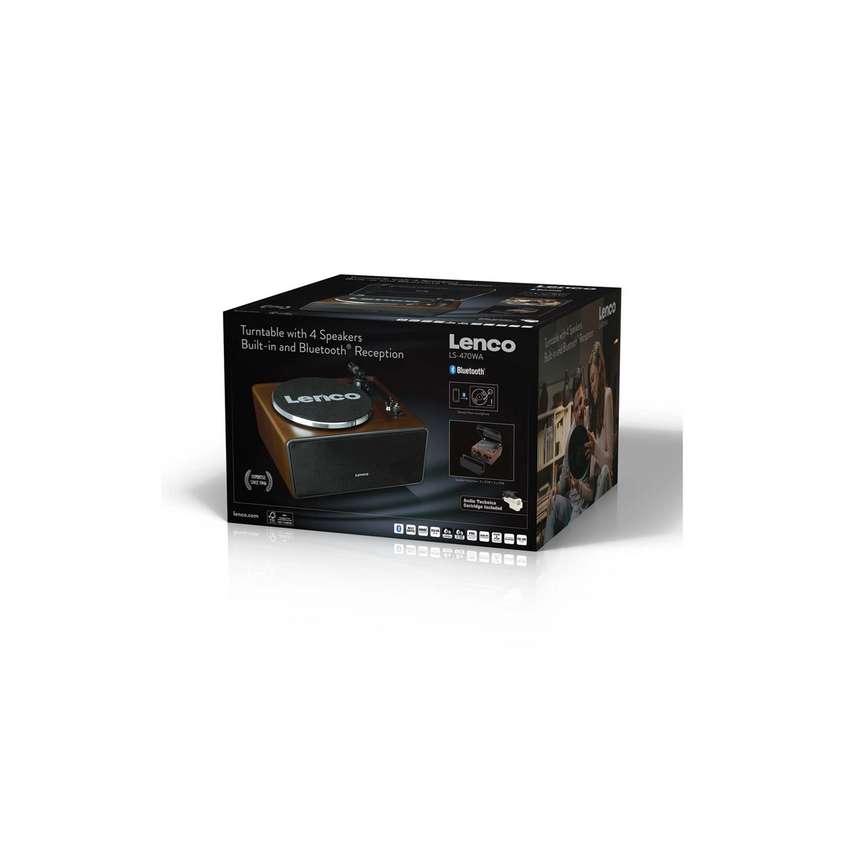 Lenco LS-470WA - Record Player with built-in speakers and Bluetooth (Walnut)