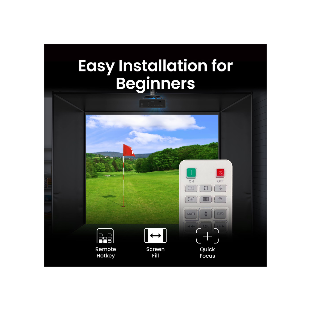 BenQ AH500ST - 4000 Lumens Short Throw Full HD Laser Projector (Golf Simulator Projector)