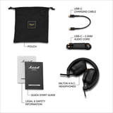 Marshall Milton A.N.C. Wireless On-Ear Headphones with Adaptive Active Noise Cancelling | 80 Hours Wireless Playtime | Durable & Foldable Design for Travel (Black)