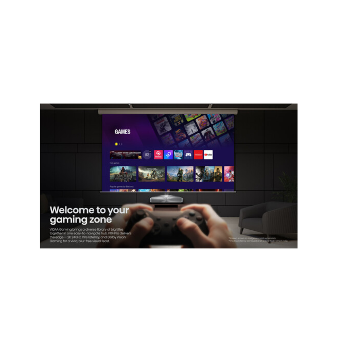 Hisense PX4 Pro - 3500 Lumens 4K Ultra Short-Throw TriChroma Laser DLP Smart Home Theater Projector
