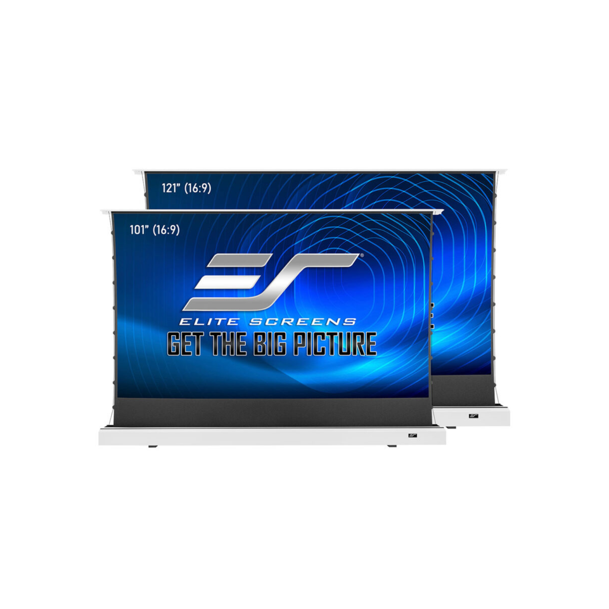 Elite Screens FTE101UH2-CLR Kestrel Tab-Tension CLR Series - 101 Inches 4K UHD Grey Ceiling Light Rejecting Ultra Short Throw Floor-Rising Projection Screen