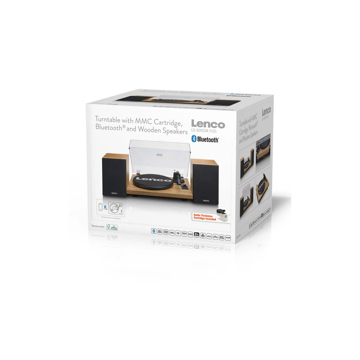 Lenco LS-500OK - Record player with built-in amplifier and Bluetooth plus Bookshelf Speakers (Wood)