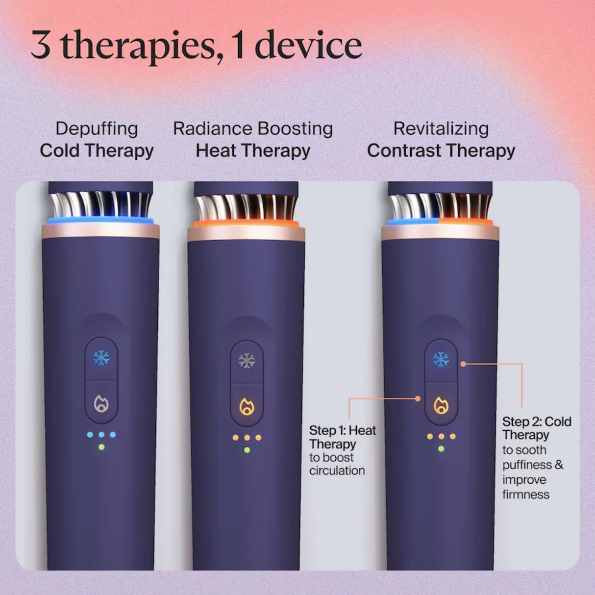 Therabody TheraFace Depuffing Wand – Cold and Heat Skincare Treatment to depuff and Glow (Indigo)