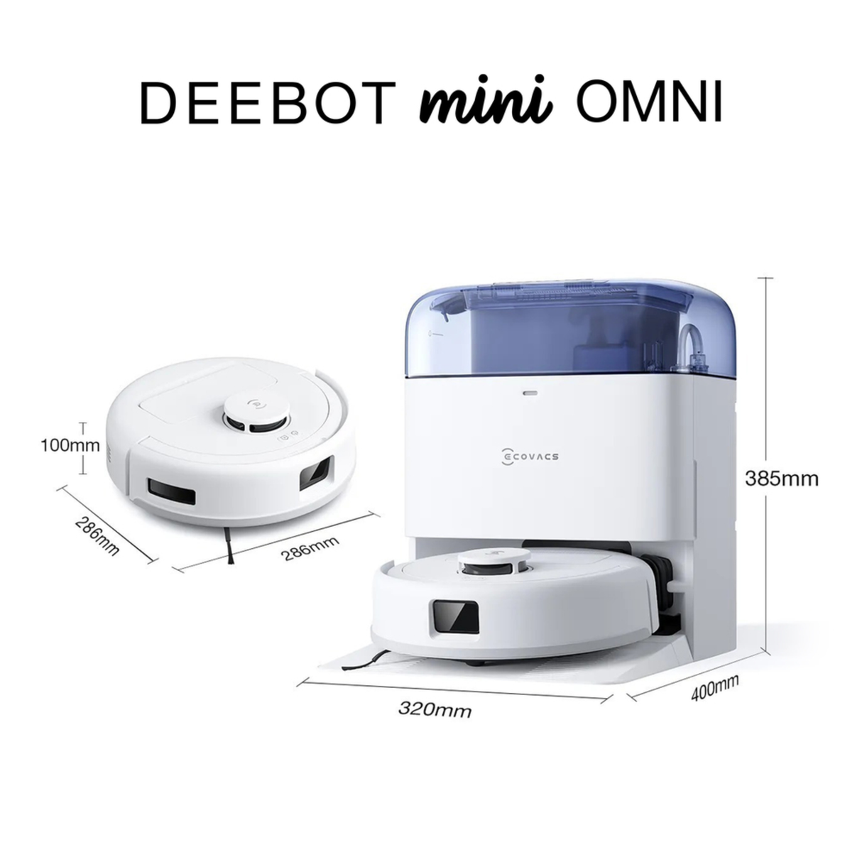 Ecovacs DEEBOT Mini Omni - 2 in 1 Robot Vacuum Cleaner (9000 Pa, Self-Emptying Omni Station, ZeroTangle 2.0, TrueMapping 2.0, 45℃ Hot Air Drying, Deep Mopping, One-Touch Self-Cleaning)