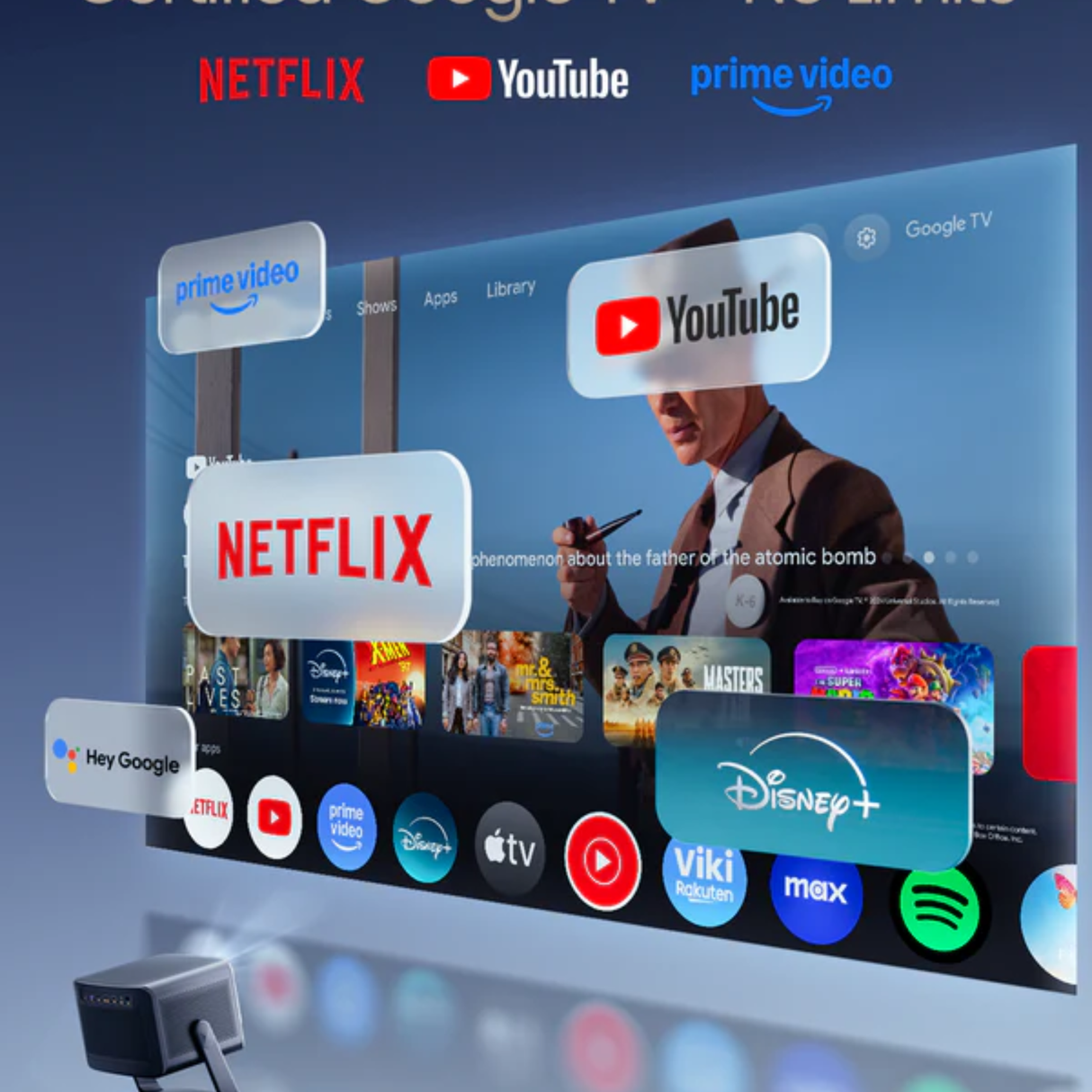 Dangbei DBOX02 PRO - 2450 Lumens Google TV 4K UHD Laser Projector