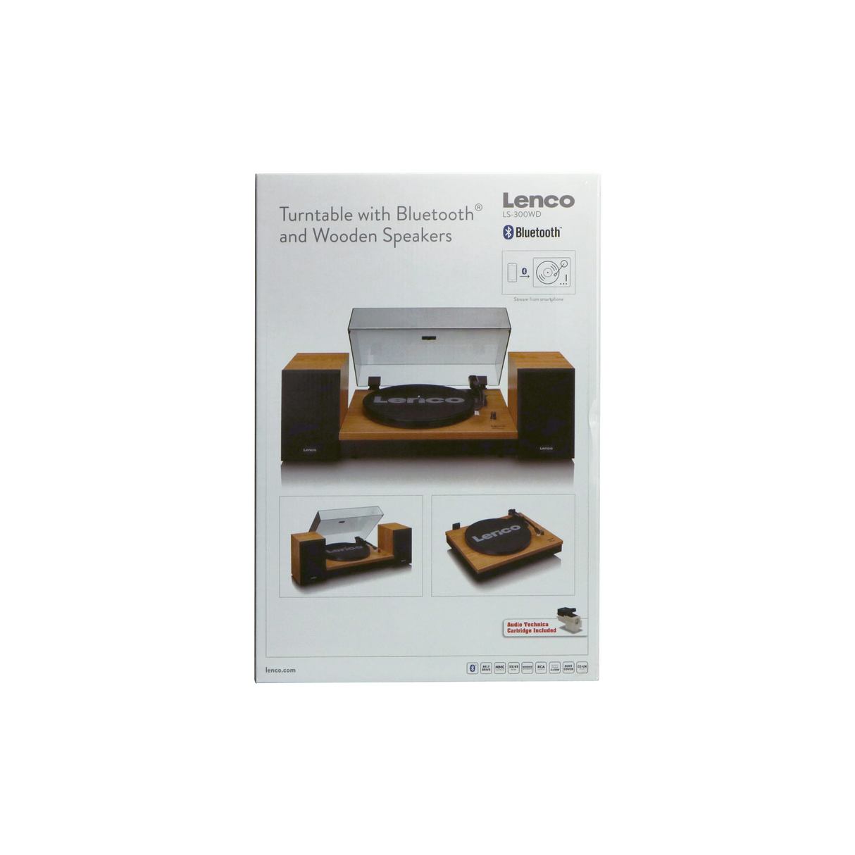 Lenco LS-300WD - Record Player with Bluetooth and two Bookshelf speakers (Wood)