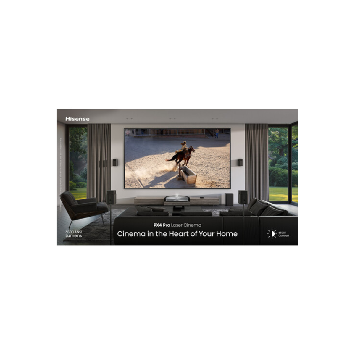 Hisense PX4 Pro - 3500 Lumens 4K Ultra Short-Throw TriChroma Laser DLP Smart Home Theater Projector