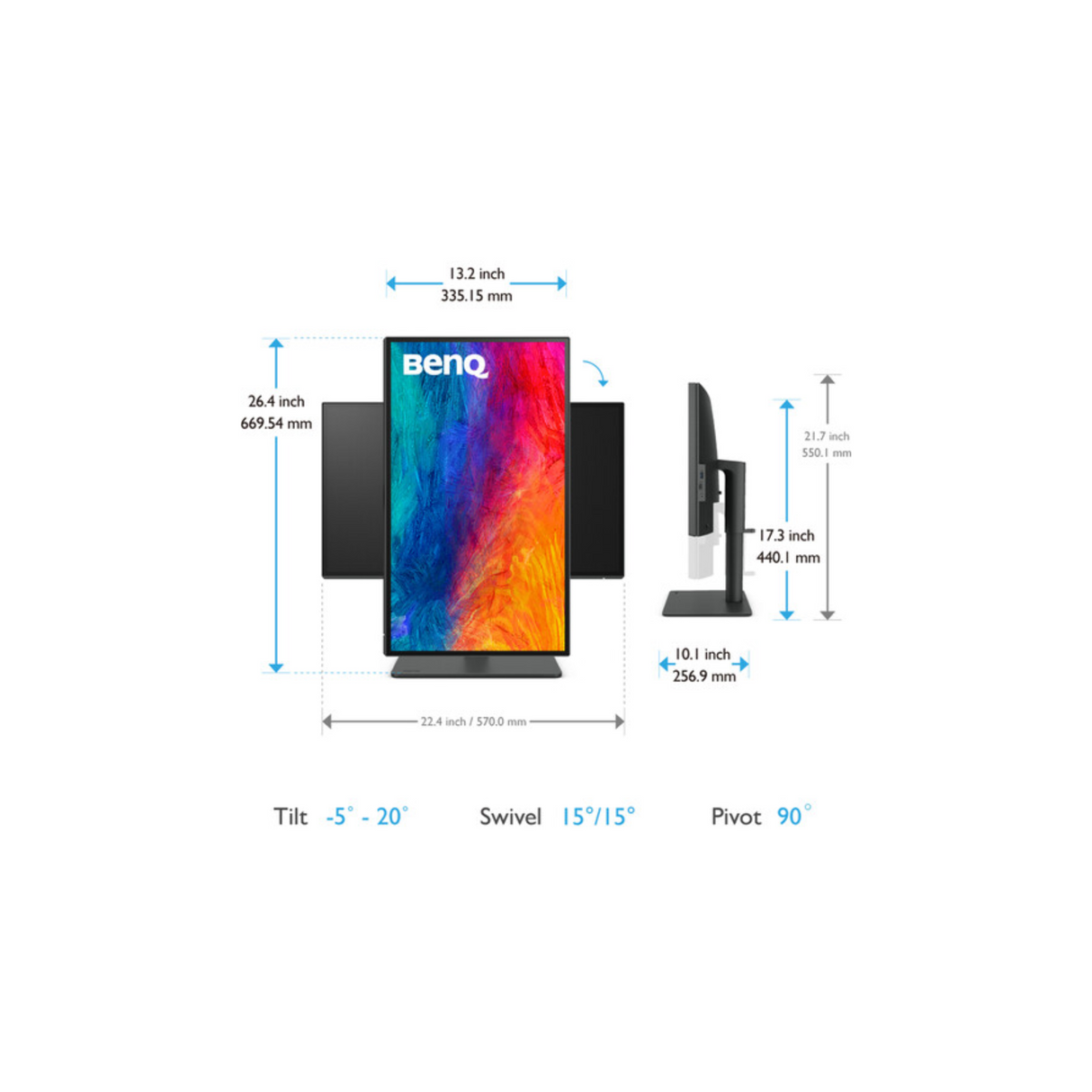 BenQ PD2506Q - 25 Inches 2K QHD P3 USB-C Designer Monitor, 95% P3, 100% sRGB, 100% Rec. 709, Pantone Skintone Validated, Daisy Chain, CAD/CAM, Animation Mode, Color Accurate, HDMI
