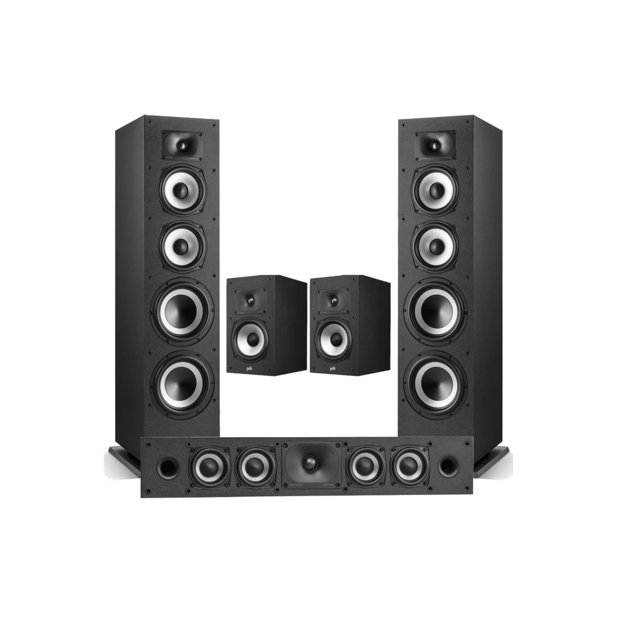 Polk Audio Monitor XT70 Floor Standing Speaker + XT35 Center Channel + XT20 Bookshelf Speaker - 5.0 Speaker Package
