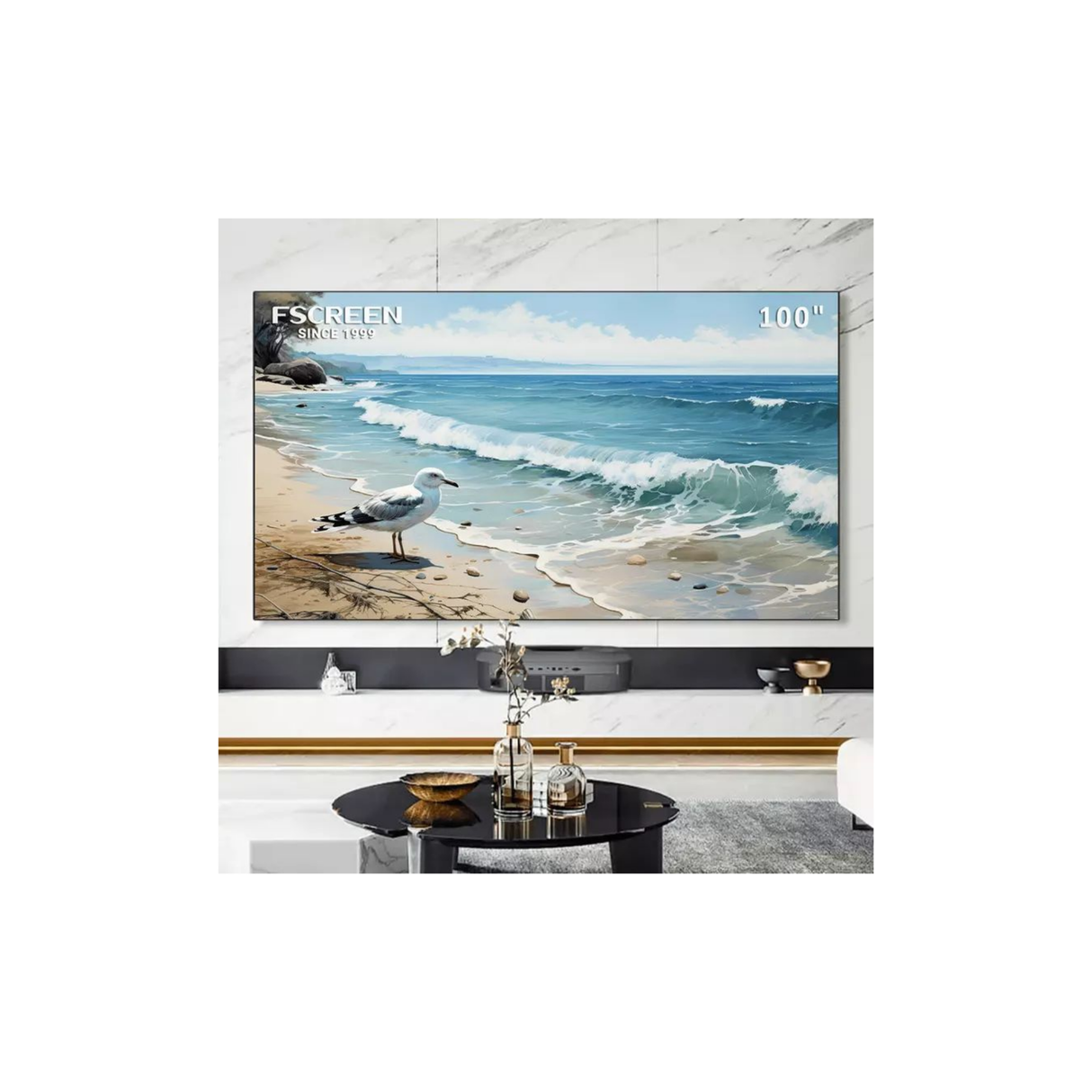 Fscreen Iris - Fresnel Grey ALR Long Short Throw Magnetic Rollable Projection Screen Fixed Frame Screen 120 Inches