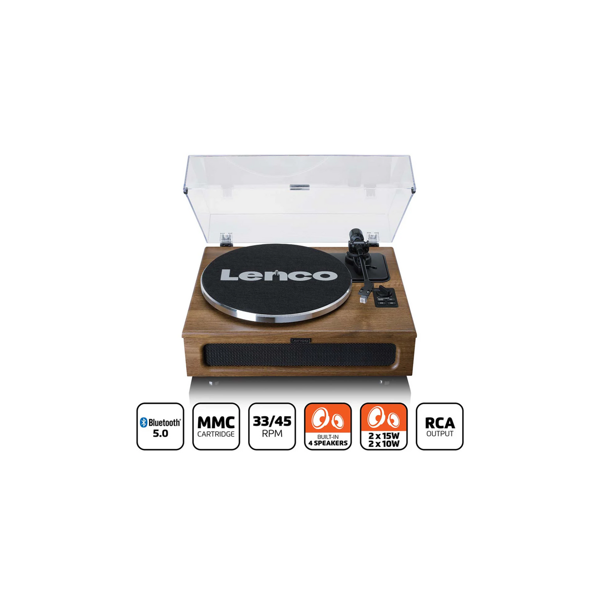 Lenco LS-410WA - Record Player with 4 built-in speakers (Wood)
