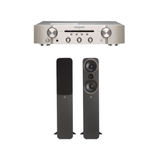 Marantz PM6007 Stereo Amplifier (Silver) + Q Acoustics 3050i Floor Standing Speaker (Black) (Pair) (Stereo Bundle Package)