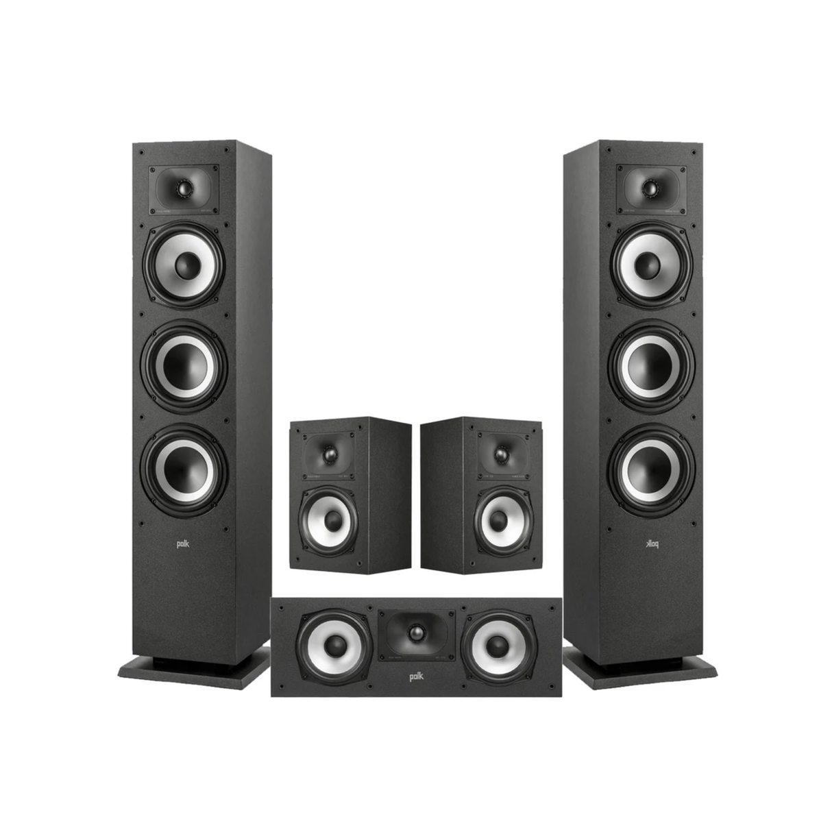 Polk Audio Monitor XT60 Floor Standing Speaker + XT30 Center Channel + XT15 Bookshelf Speaker - 5.0 Speaker Package