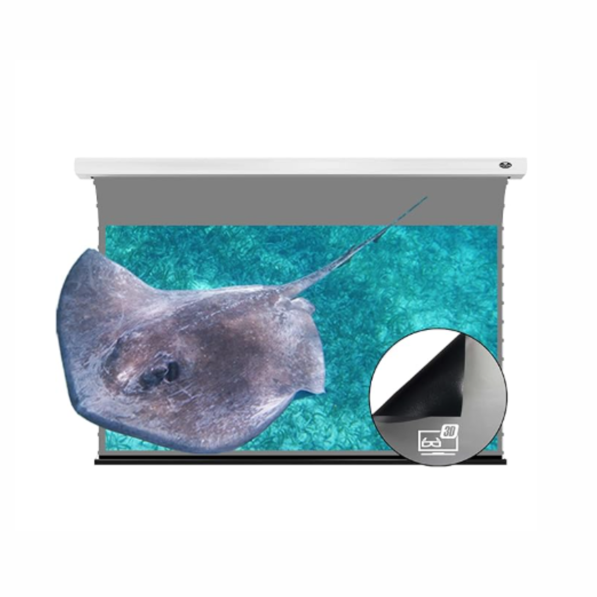 Vividstorm Long Throw Obsidian Slimline Ambient Light Rejection 92 Inches Motorised Tab Tension Screen