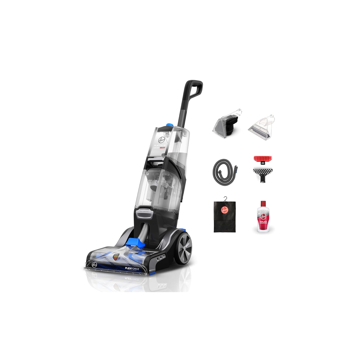 Hoover Platinum Smart Wash - Automatic Carpet Washer & Upright Hard Floor Vacuum Cleaner for Home & Office, FlexForce™ PowerBrushes to Clean Tough Stains, Auto Solution Mixing with Quick Drying
