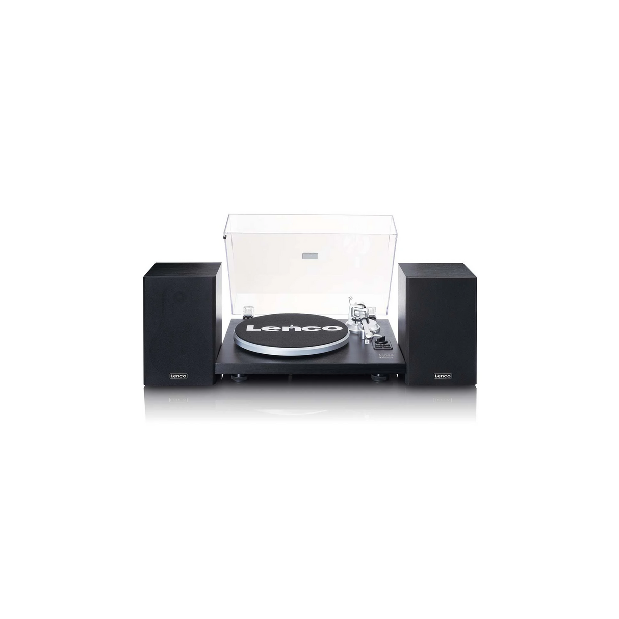 Lenco LS-500BK - Record player with built-in amplifier and Bluetooth plus Bookshelf Speakers (Black)