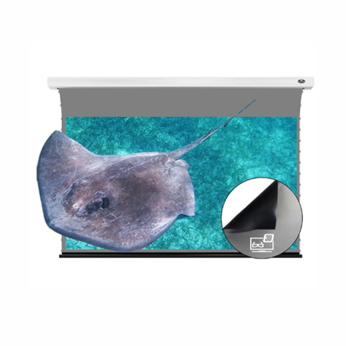 Vividstorm Long Throw Obsidian Slimline Ambient Light Rejection 110 Inches Motorised Tab Tension Screen