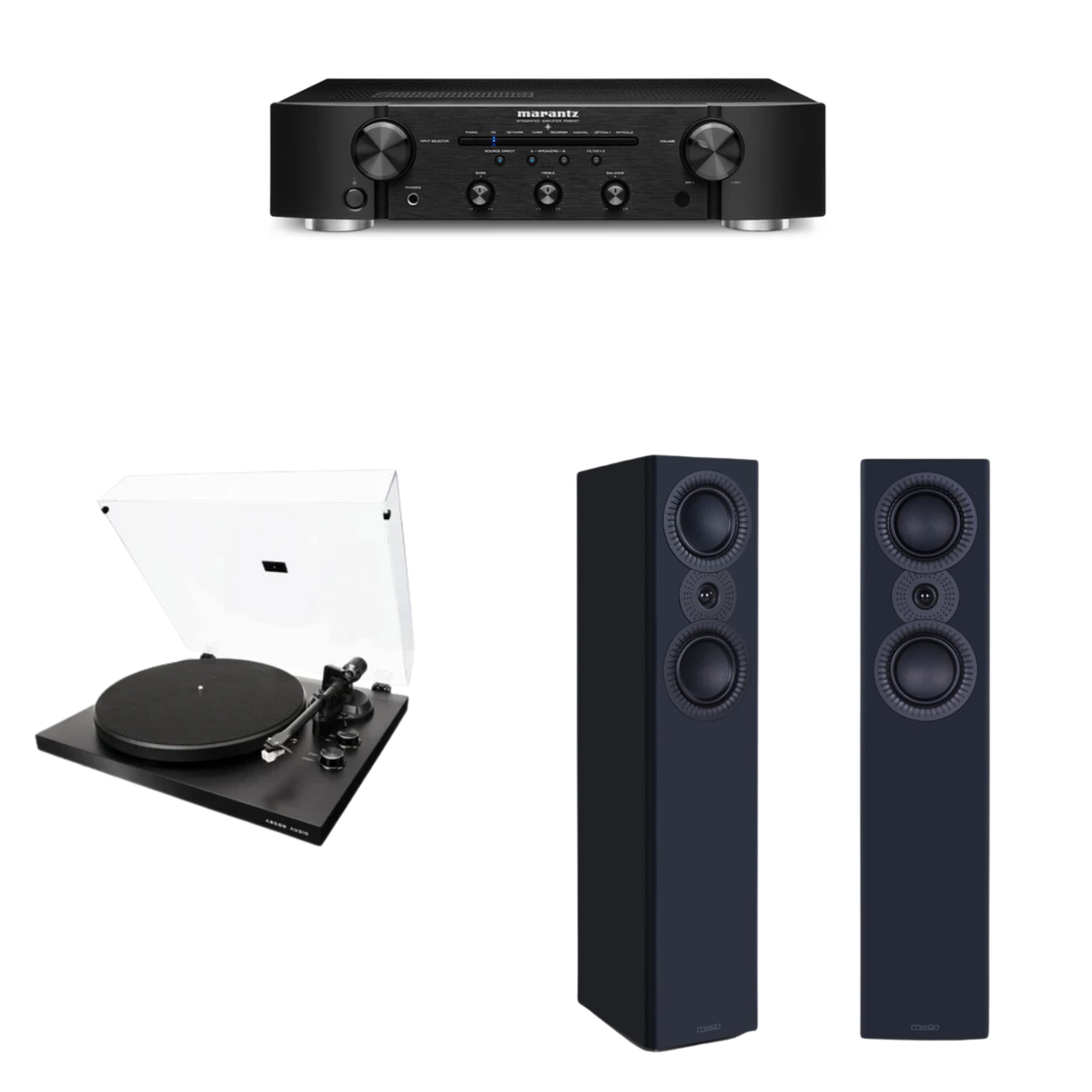 Marantz PM6007 Stereo Amplifier (Black) + Mission LX-4 MKII Floor Standing Speaker + Argon Audio TT MK2 Record Player (Audiophile Stereo Bundle Package)