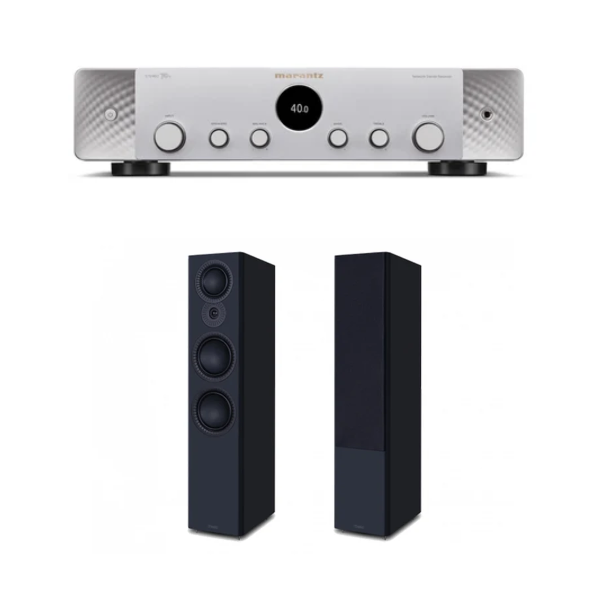 Marantz Stereo 70s Slimline Network Stereo Receiver (Silver) + Mission LX-6 MKII - 3-Way Floor Standing Speaker (Stereo Bundle Package)
