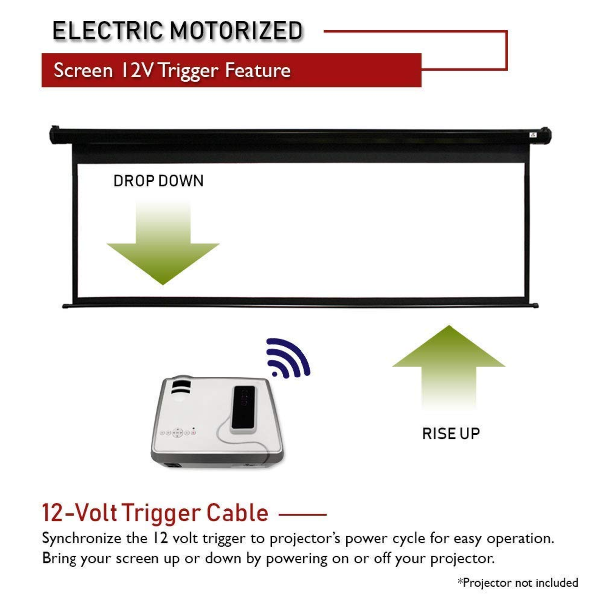 Akia Screens AK-Motorised 100XH - 100 Inches Electric Motorised Projection Screen (16:9) (8K / 4K Ultra HD 3D Ready HDR Compatible)