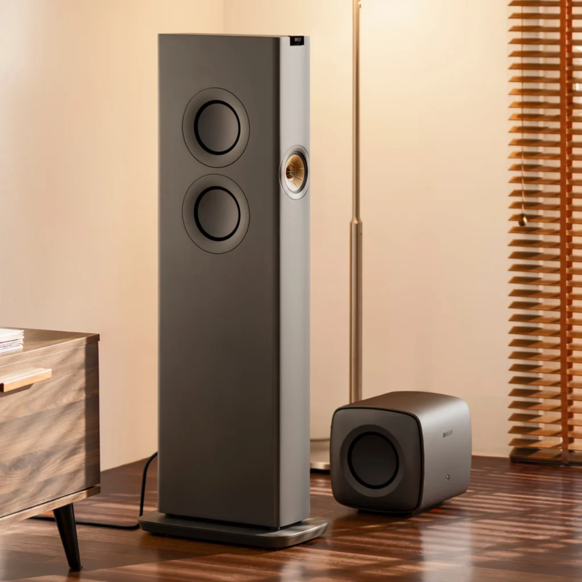 Kef KC62 - Compact 6.5 Inches Powered Subwoofer (Titanium Grey)