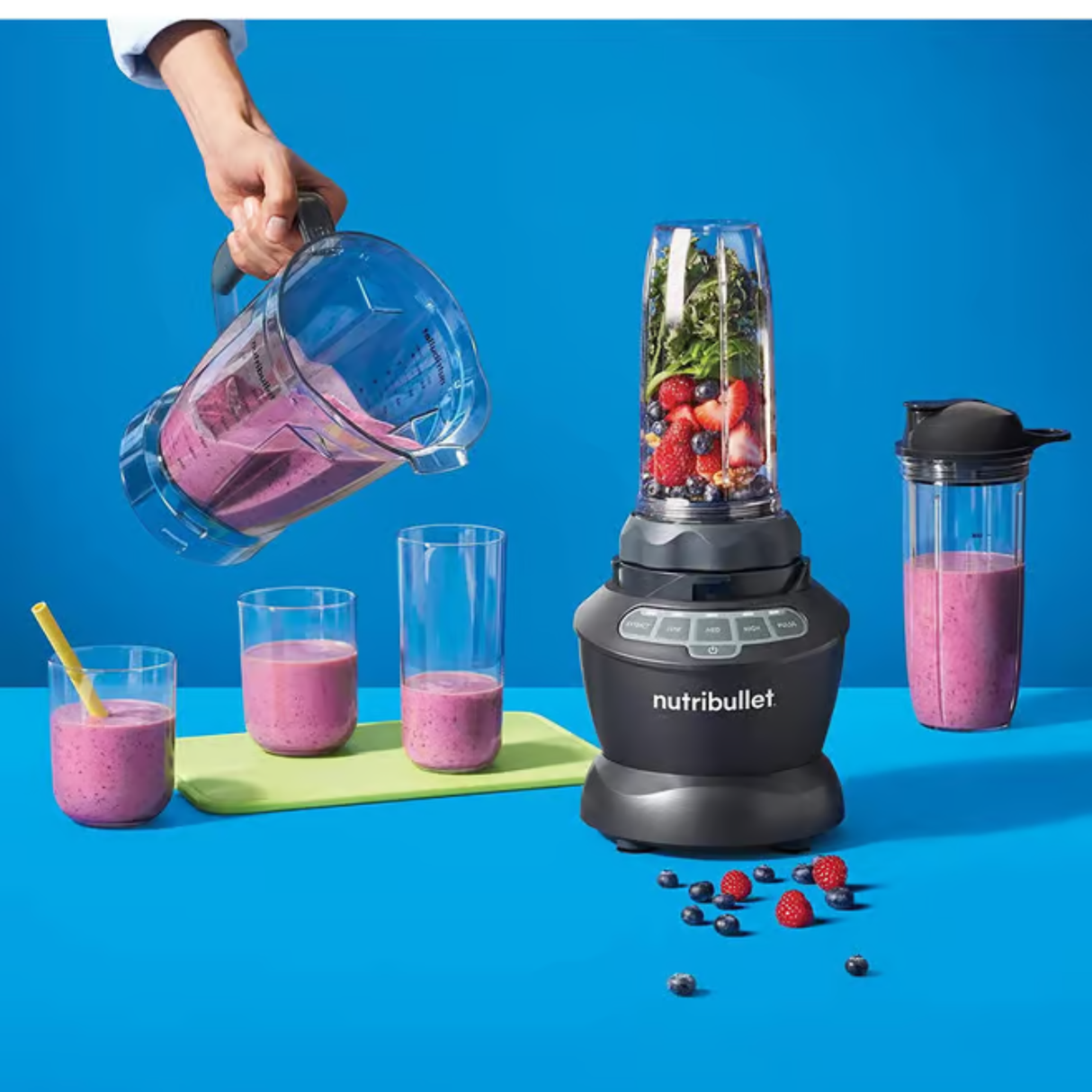 Nutribullet 1000W Combo Blender - Mixer, Grinder, Smoothie Maker, Food Processor, 3 Unbreakable Jars, 1.6L Extra Large Pitcher & Tamper (Dark Grey)