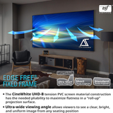 Akia Screens AK-NB145H - 145 Inches CineWhite Edge Free/Edgeless Fixed Frame Projection Screen (16:9) (8K / 4K Ultra HD 3D Ready HDR Compatible)