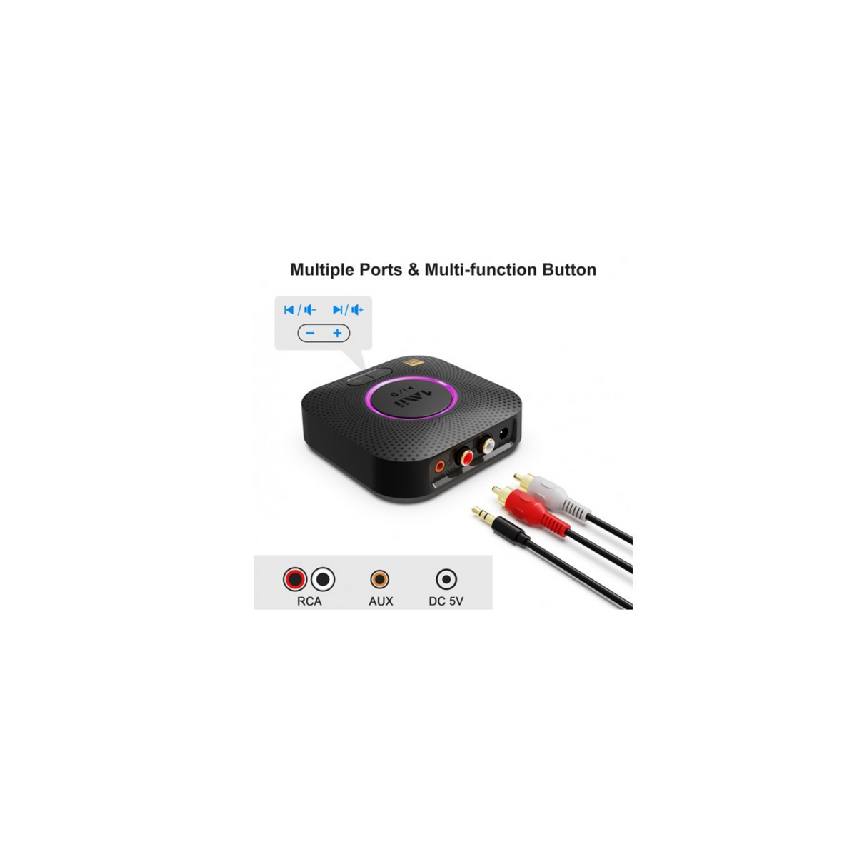 1Mii B06S Plus Bluetooth Receiver - HiFi Bluetooth Audio Adapter w/LDAC, aptx HD & aptx Low Latency, Long Range Hi-Res Audio with Volume Control,