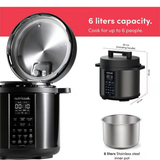 Nutricook 6 QT - 5.7L Stainless Steel Smart Pot 2, 1000W, 9-in-1 Electric Pressure Cooker, Slow Cooker, Rice Cooker, Steamer, Sauté, Sous Vide, Yogurt Maker, Smart Lid, Delay Start