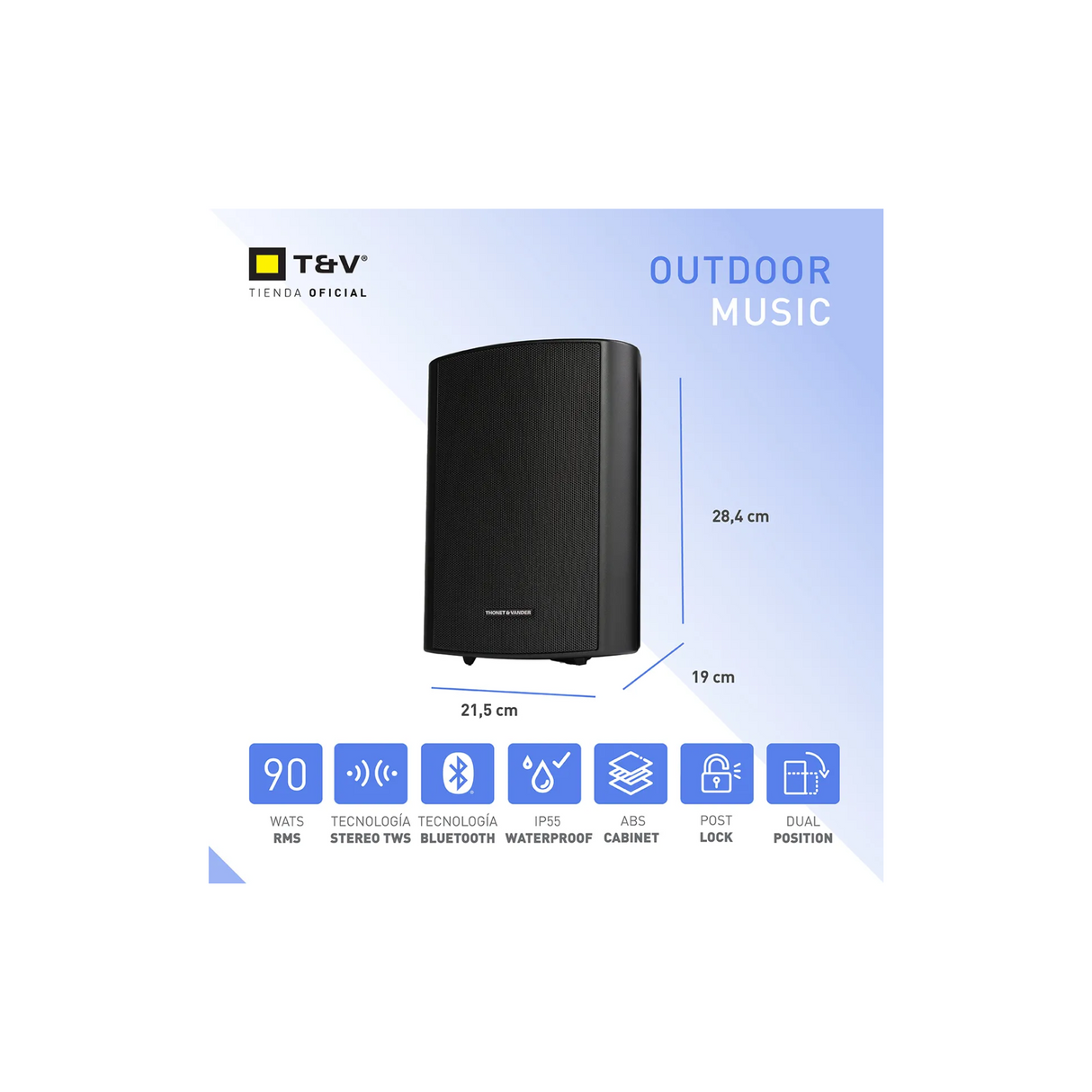 Thonet & Vander Fleck 7 - Active Indoor/Outdoor Waterproof Bluetooth Enabled On-Wall Speaker  (Pair) (Black)