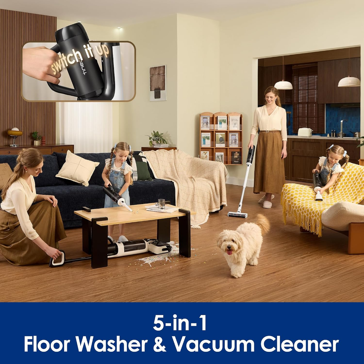 Tineco Floor One Switch S6 Power Kit - Cordless Wet & Dry Vacuum Cleaner, 5-in-1 Smart Multi-Function Mop, 180° Lay-Flat Design, FlashDry Self-Cleaning, Anti-Tangle Roller, Dual-Edge