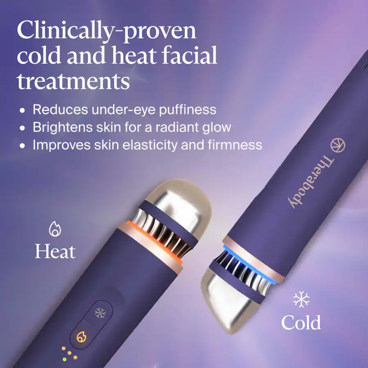 Therabody TheraFace Depuffing Wand – Cold and Heat Skincare Treatment to depuff and Glow (Indigo)