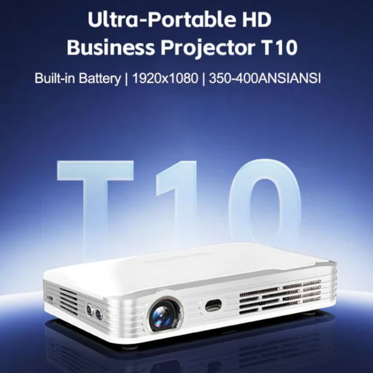 Wowoto T10 - Smart Portable Projector, Native 1080P Full HD, Android TV, Auto Focus, Auto Keystone, Wi-Fi 6 & Bluetooth