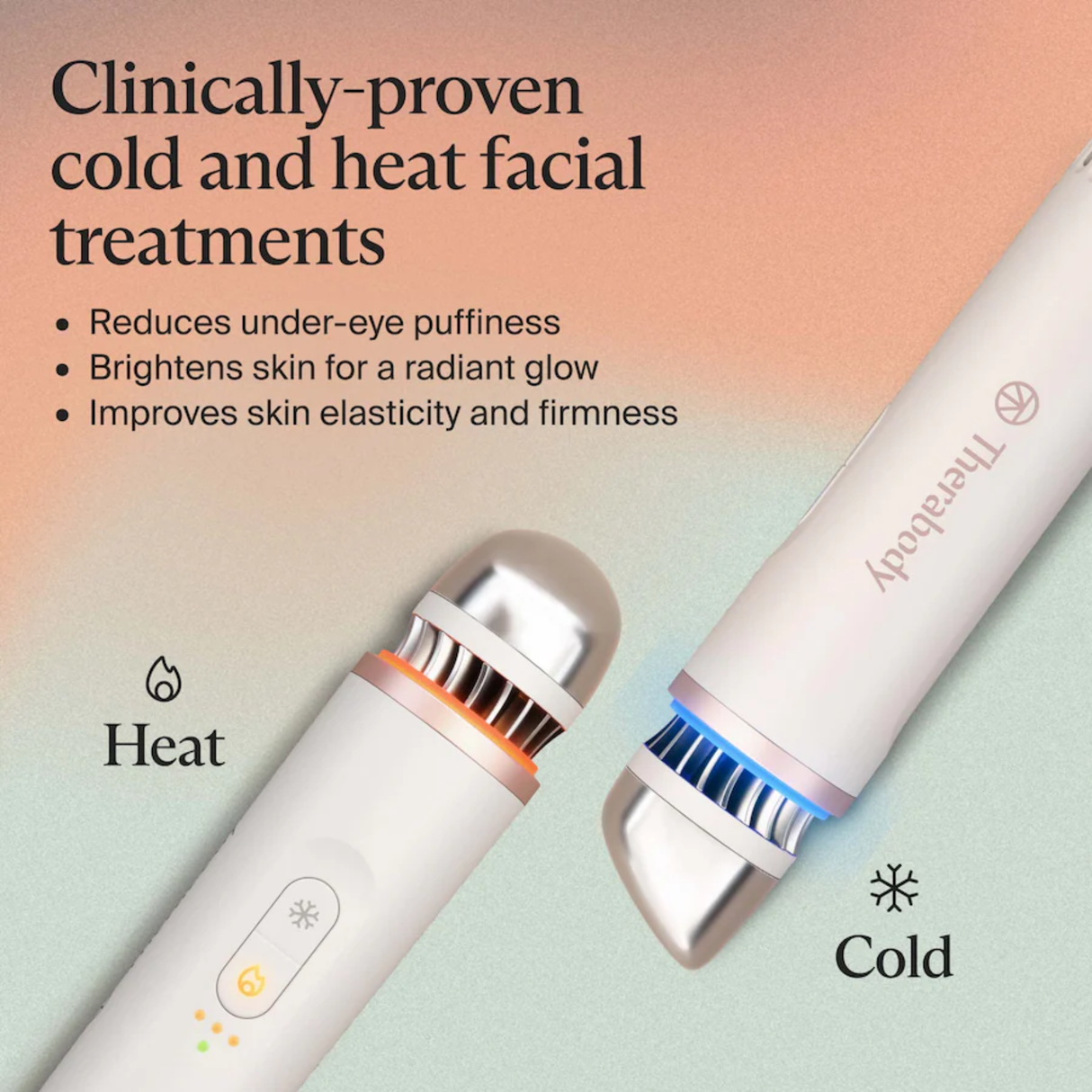 Therabody TheraFace Depuffing Wand – Cold and Heat Skincare Treatment to depuff and Glow (White)