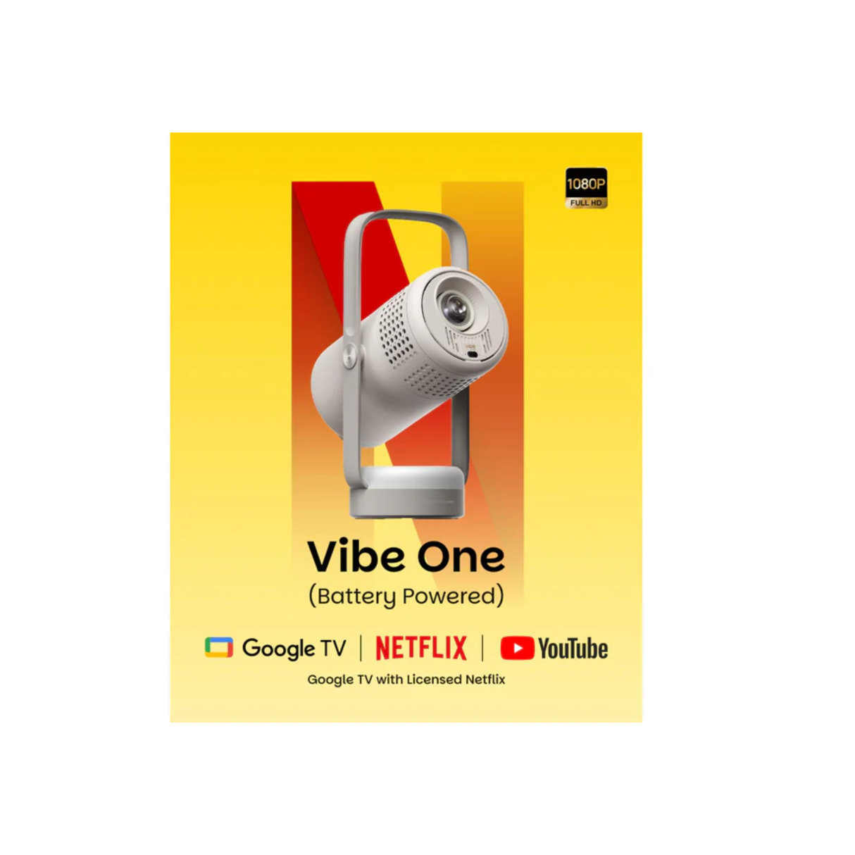 XGIMI Vibe One - Mini 1080P Full HD Smart Portable Projector with Built-In Battery