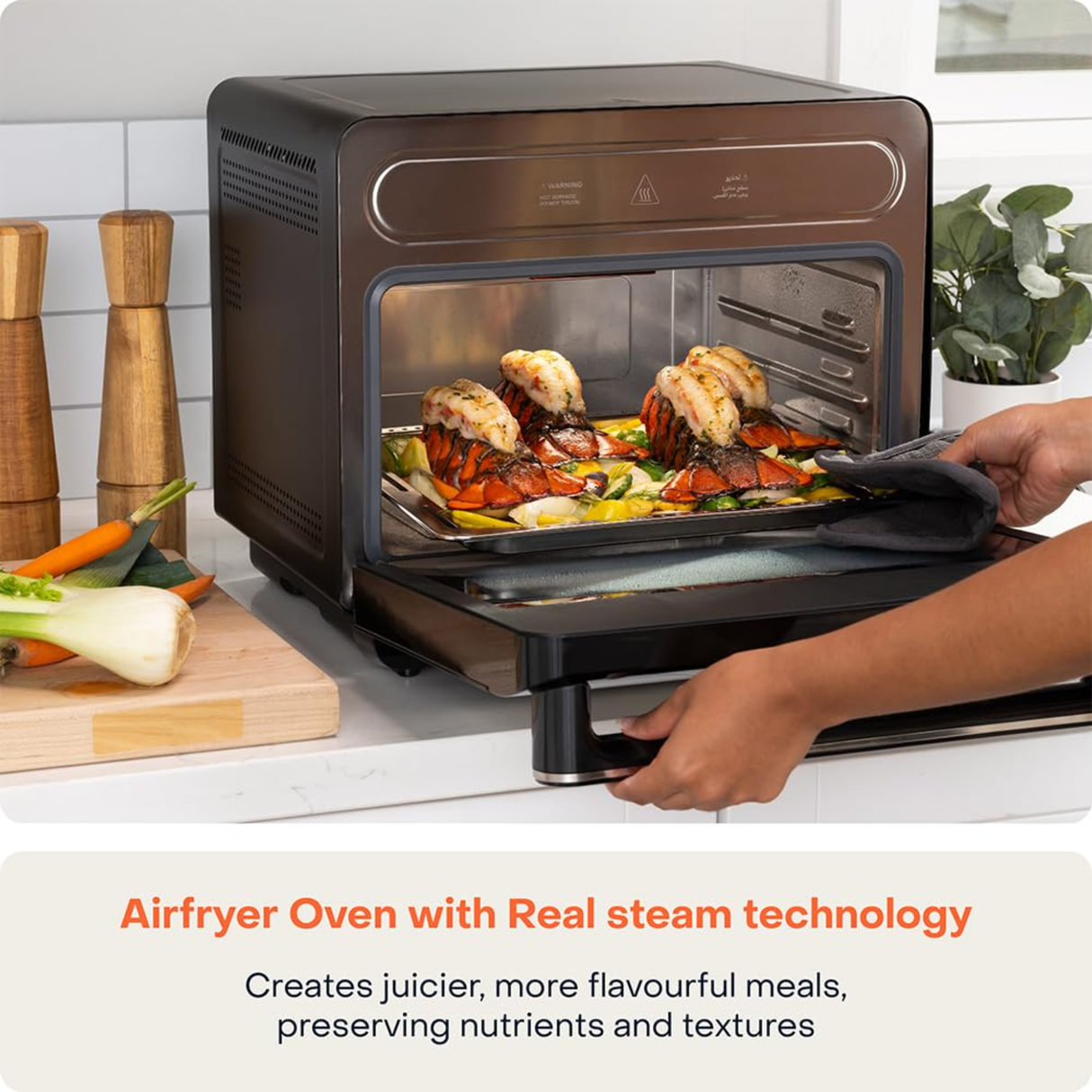 Nutricook Steami 2.0 24L - Steam Oven + Air Fryer Oven with 10-in-1 functions like Steam Cook, Steam Roast, Air Fry, Bake, Sterilize & more. Steam + Convection technology, 2200W power