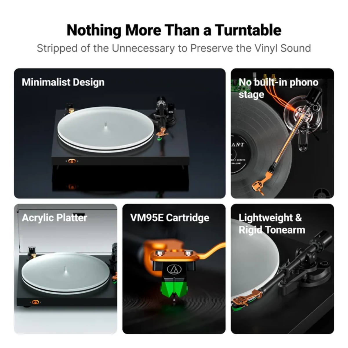 Fosi Audio Luna3 - Manual Turntable with VM95E Cartridge