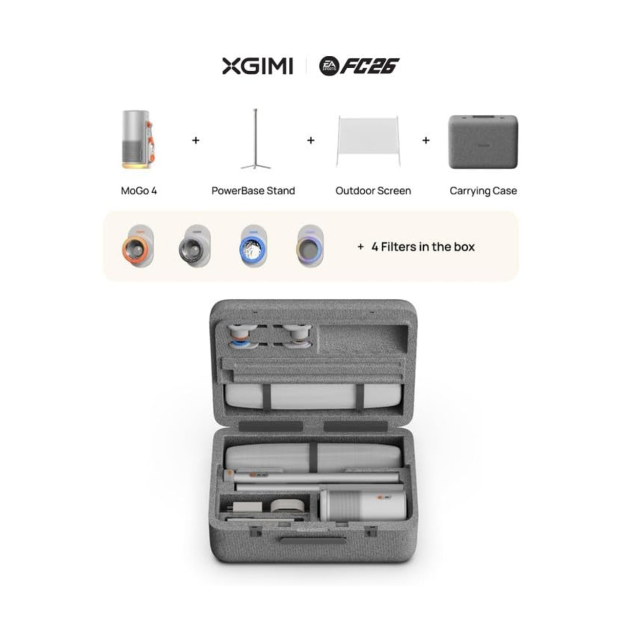 Mogo 4 Outdoor Match Night (Limited Edition) - World Cup Bundle, 1080P Full HD Portable Projector with Stand, Screen & Carrying Case