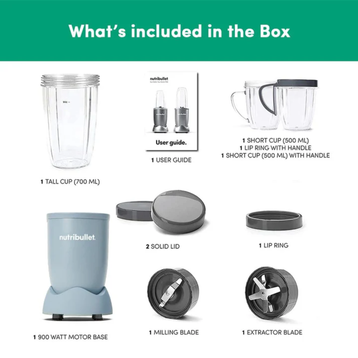 Nutribullet Pro Blender High-Speed Nutrient Extractor - 900W Black with 3 Unbreakable Jars & 2 Blade Set (Wet & Dry) (Slate)