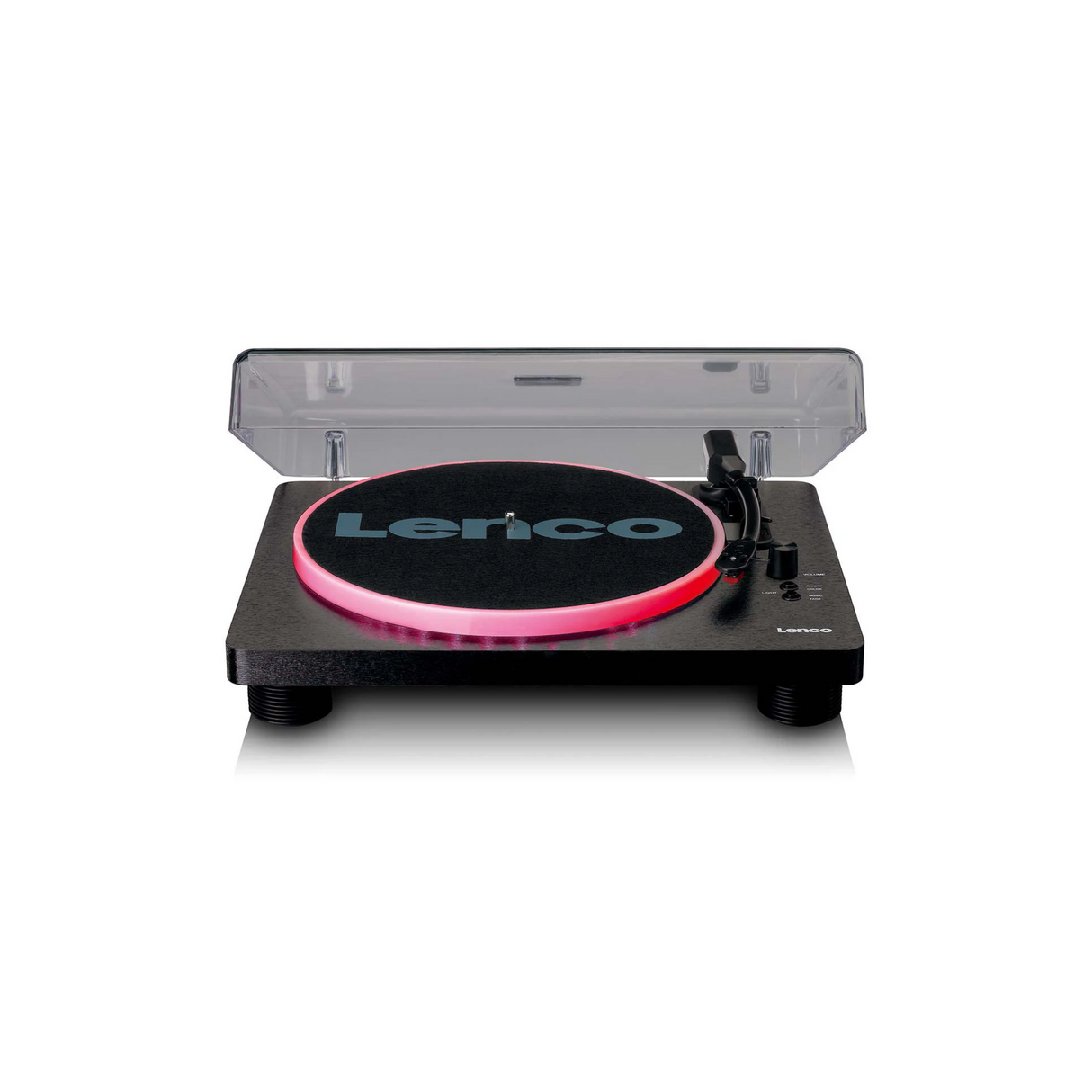Lenco LS-50LED BK - Record Player with PC encoding, speakers and lights (Black)