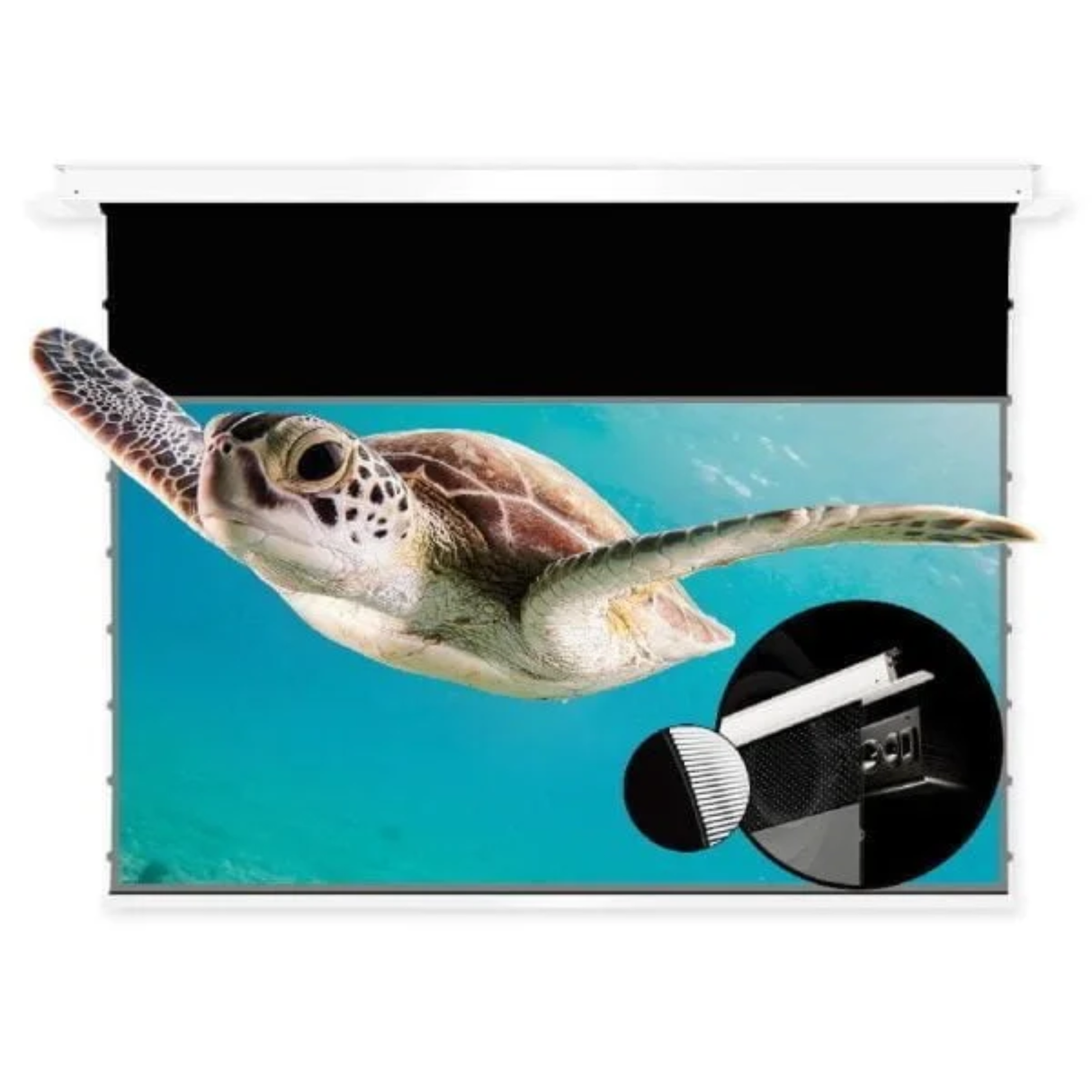 Vividstorm Phantom Recessed 100 Inches In-Ceiling Motorised Tension Obsidian Ultra Short Throw ALR Projector Screen