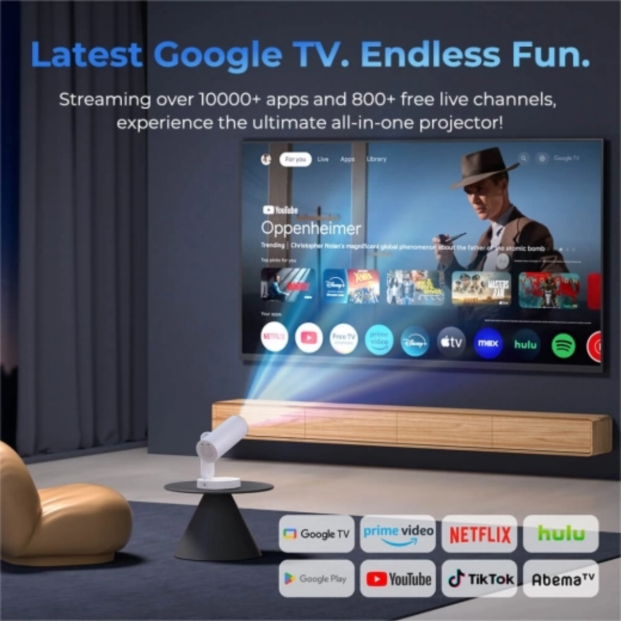ETOE Starfish Plus - 300 Lumens 1080P Full HD DLP Google TV Smart Portable Projector
