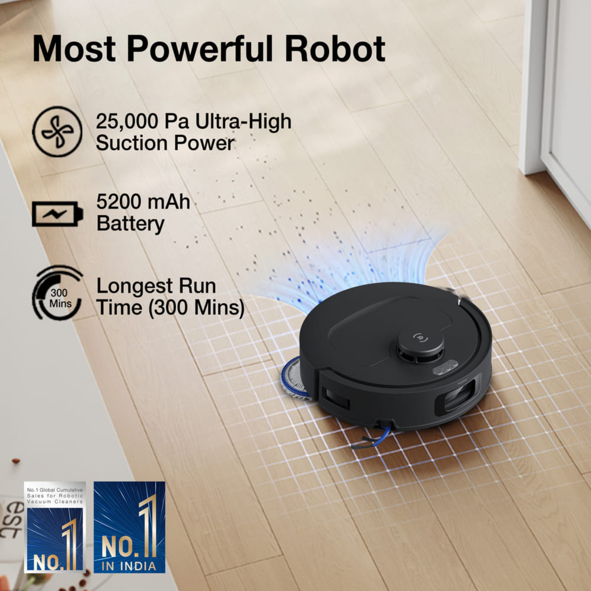 Ecovacs Deebot N50 PRO Omni - 2 in 1 Robotic Vacuum Cleaner & Mop, 2026 New Launch 25000 Pa Suction, Self-Emptying Omni-Station, Zerotangle 3.0, Hot Air-Drying, Auto-Lift Mop On Carpet